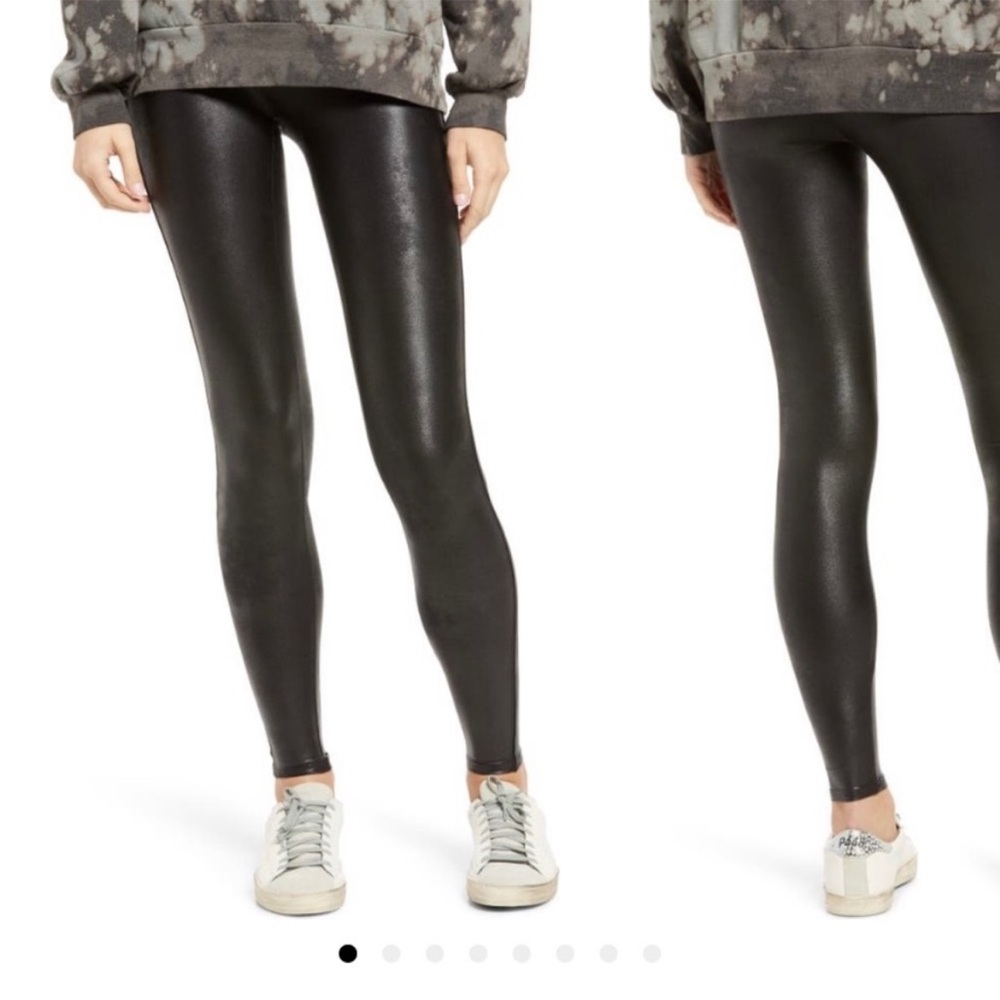 Spanx black faux leather legging size S